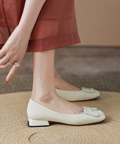 Comfy Splicing Flat Shoes Cowhide Green Leather