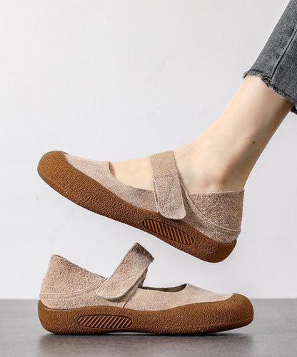 Splicing Green Casual Flats Buckle Platform Suede Strap