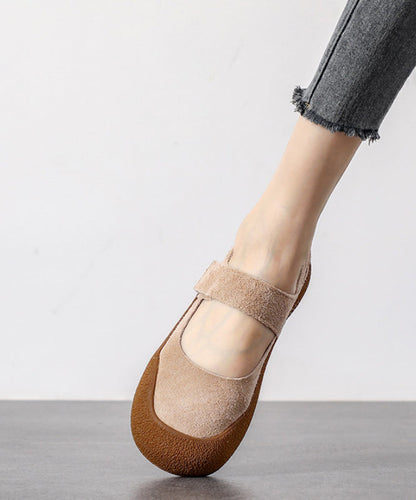 Splicing Green Casual Flats Buckle Platform Suede Strap