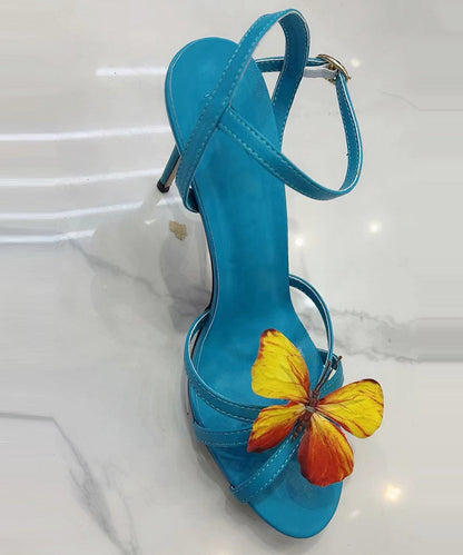 Sandals High Splicing Fashion Heels Green Leather Cowhide