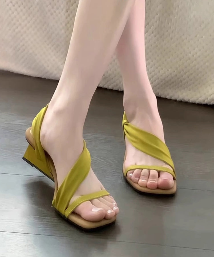 Green Toe Sandals Wedge Peep Splicing French
