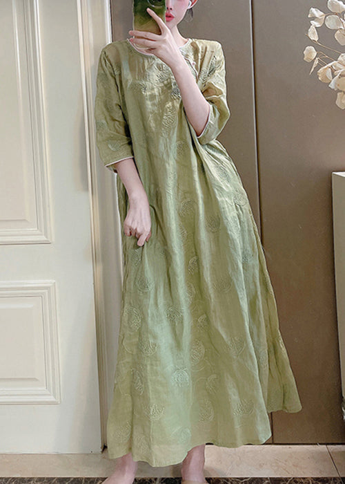 Set Green Pieces Pockets Linen Sleeve Two Embroidered Bracelet