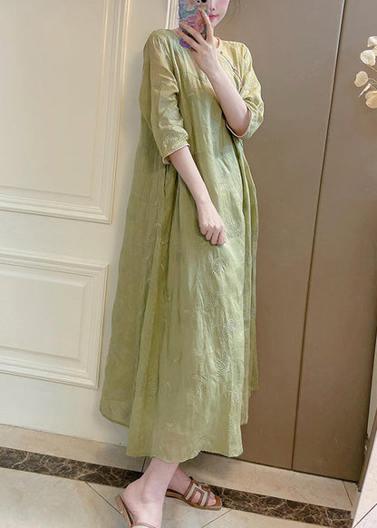 Set Green Pieces Pockets Linen Sleeve Two Embroidered Bracelet