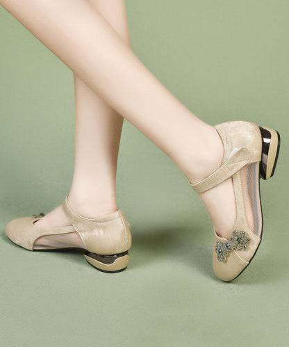 Satin Green Breathable Splicing Strap Buckle Sandals Mesh