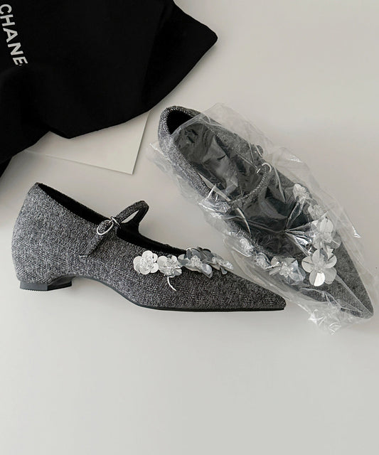 Splicing Cotton Grey Buckle Fabric Chunky Floral Stylish Strap