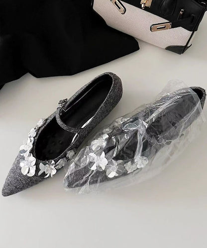 Splicing Cotton Grey Buckle Fabric Chunky Floral Stylish Strap