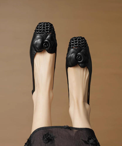 Women Shoes For Flat Splicing Cowhide Grey Soft Floral Leather