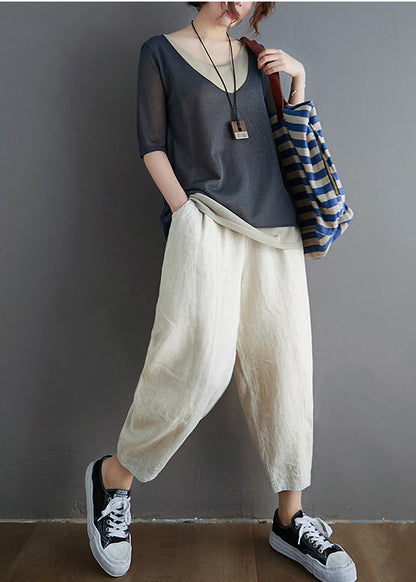 O-Neck Summer Patchwork Grey Tank Knit