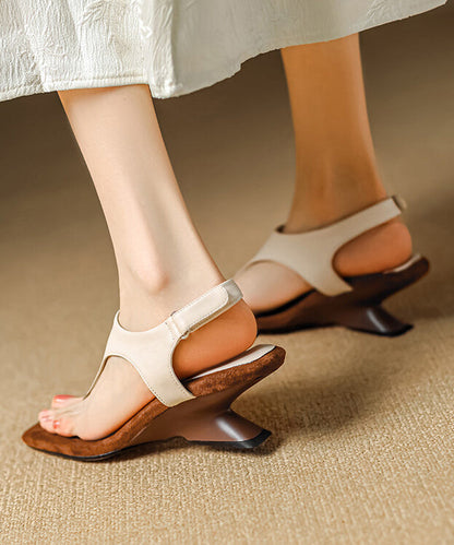 Flops Black Cowhide Wedge Handmade Leather Flip