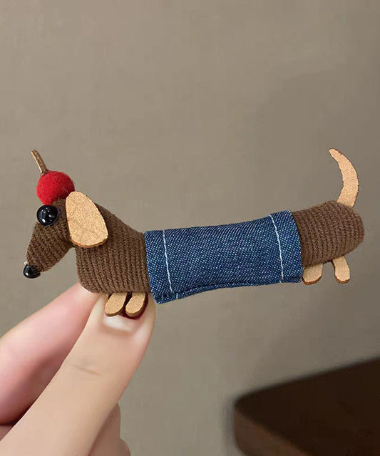 Blue Cloth Handmade Hairpin Dot Dachshund