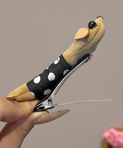 Blue Cloth Handmade Hairpin Dot Dachshund