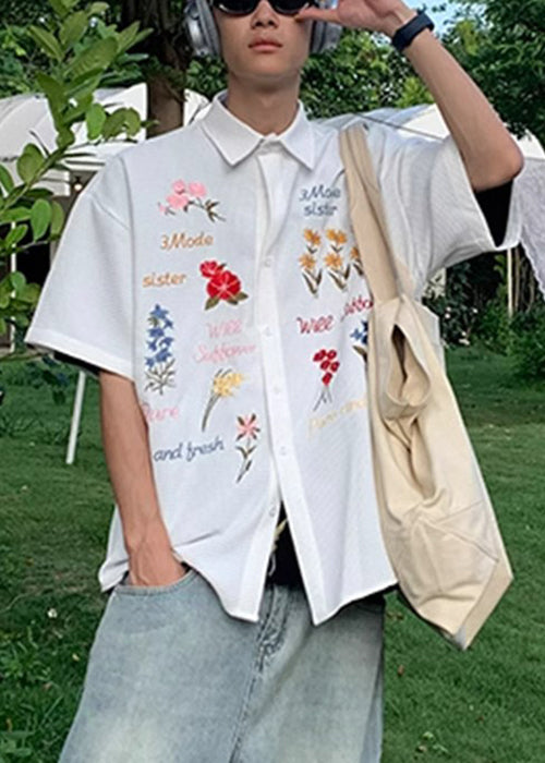 Handmade Cotton Embroideried Mens Blue Shirt Plaid Summer