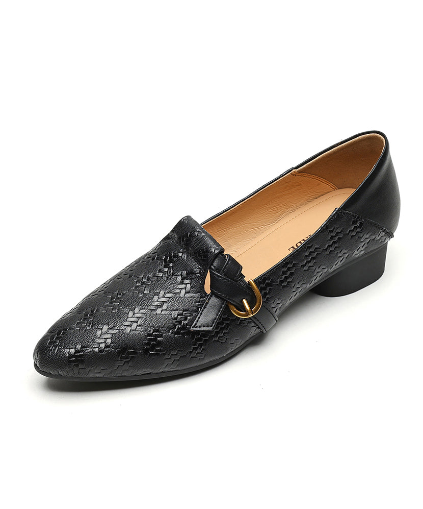 Cowhide Handmade Shoes Flat Feet Pointed Toe Brown Leather