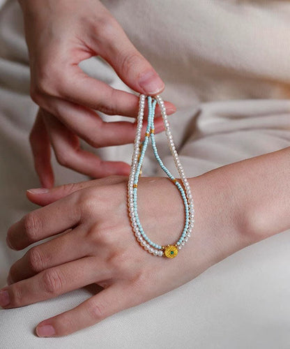 Colorblock Beading Alloy Handmade Double-Layer Pendant Pearl