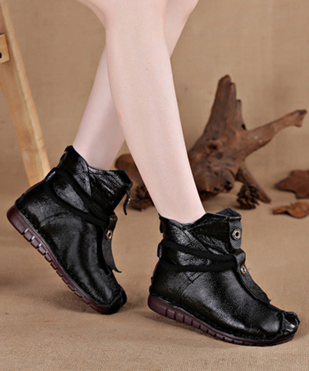 Leather Brown Splicing Cowhide Comfortable Boots Handmade