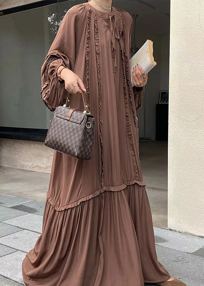 Cotton Ruffled Handmade Fluorescent Oversized Vacation Green