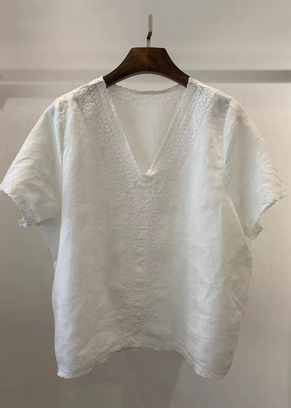 Embroideried Plaid Vest Linen Beach Summer Handmade Grey