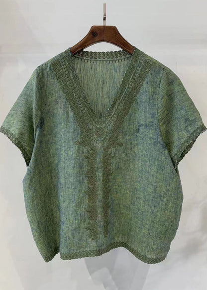 Embroideried Plaid Vest Linen Beach Summer Handmade Grey