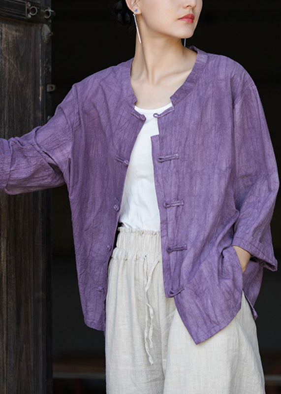 Handmade Purple Button Side Open Long Sleeve QB010