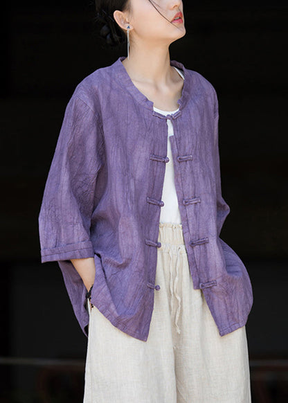 Handmade Purple Button Side Open Long Sleeve QB010