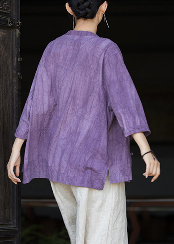 Handmade Purple Button Side Open Long Sleeve QB010