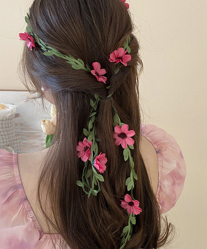 Headband Floral Red Weavin Daisy Rattan Handmade