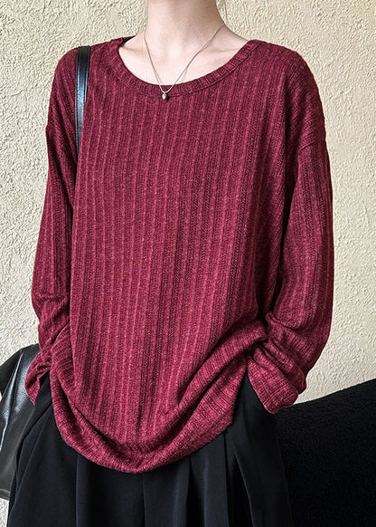 Handgemachtes rotes Patchwork T-Shirt Herbst QE067