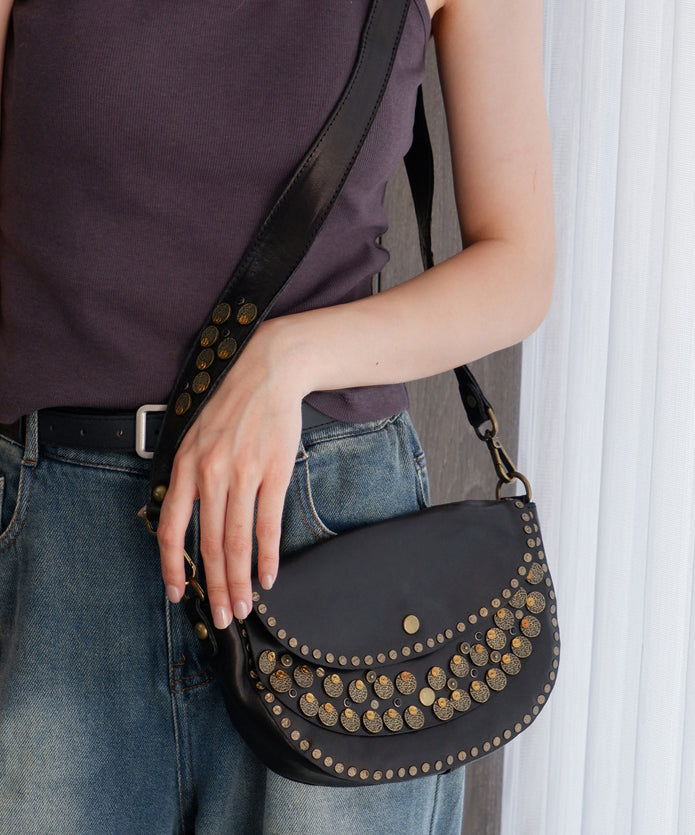 Rivet Solid Saddle Bag Durable Handmade Leather