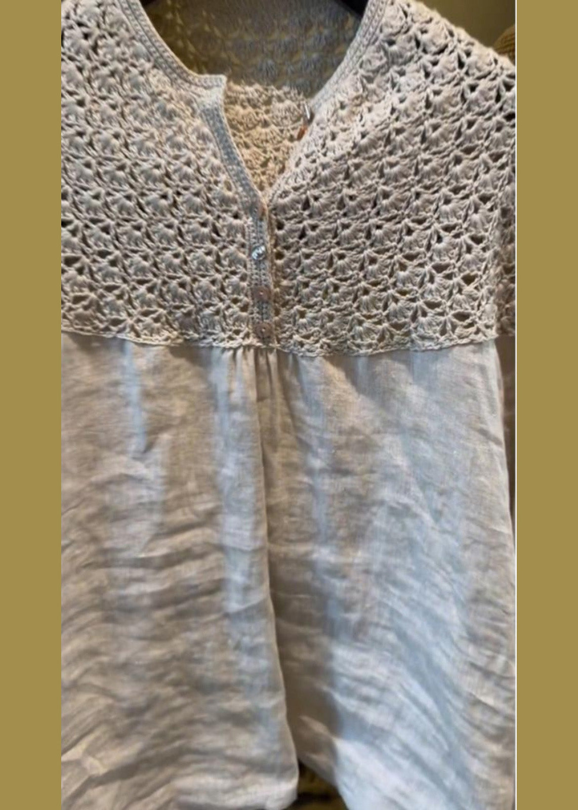 Oversized Handmade Out White Patchwork Summer Tops Linen Hollow