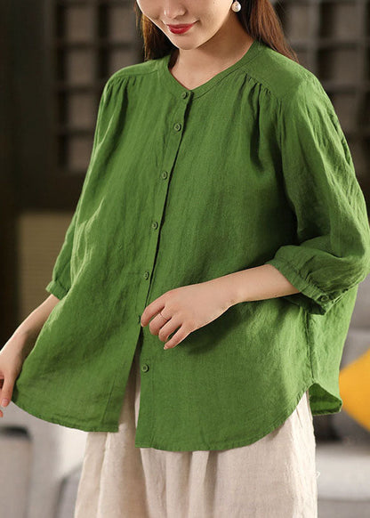 Yellow Blouses Oversized Bracelet Sleeve Handmade Linen