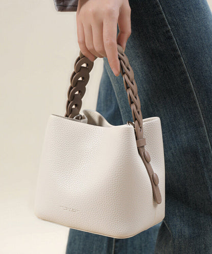 Leather Handbag Handmade Tote Versatile Yellow Faux