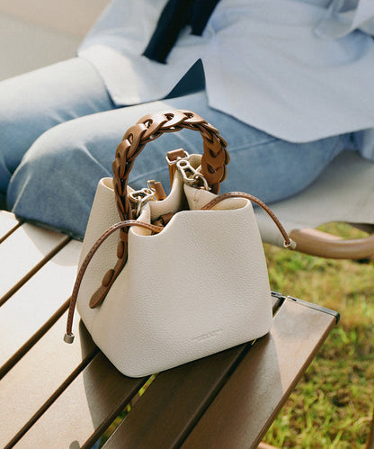 Leather Handbag Handmade Tote Versatile Yellow Faux