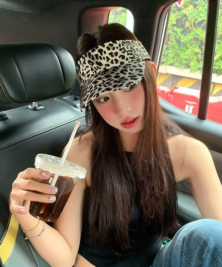 Coffee Style Hat Hip Leopard Hop Versatile Top Print Sunshade