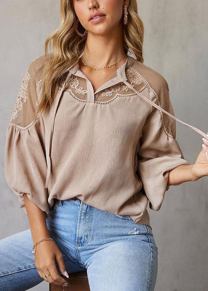 Italian Fall Patchwork Chiffon Top Green Army Tulle