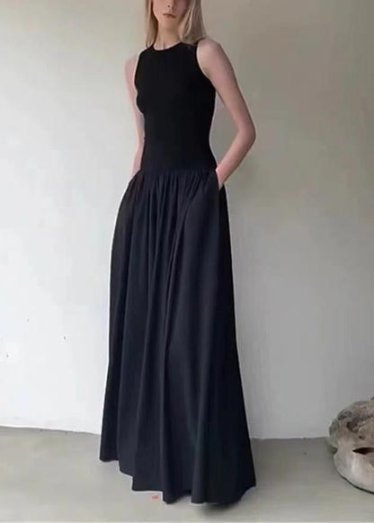 Sleeveless Robe Black Silm Italian Dresses Patchwork