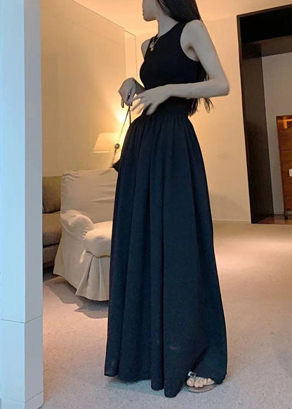 Sleeveless Robe Black Silm Italian Dresses Patchwork