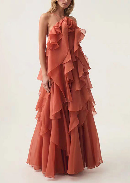 Italian Blue Spaghetti Solid Strap Backless Chiffon Dress