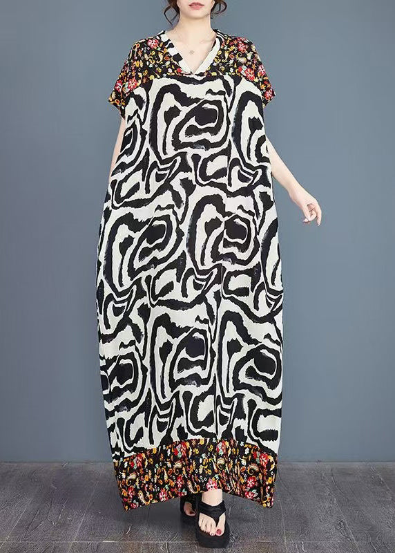 Italian Vacation Dresses Oversized Patchwork Cotton Summer Print