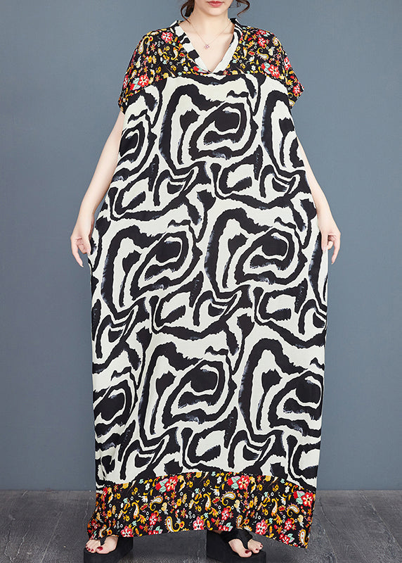 Italian Vacation Dresses Oversized Patchwork Cotton Summer Print