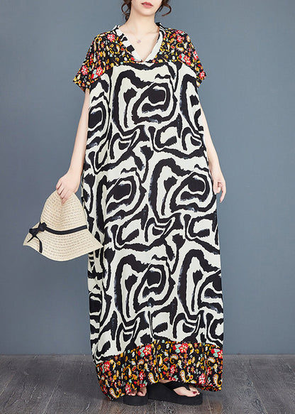 Italian Vacation Dresses Oversized Patchwork Cotton Summer Print