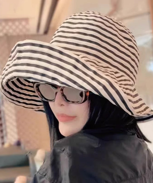 Hat Protection Striped Large Sun Bucket Brim Japanese