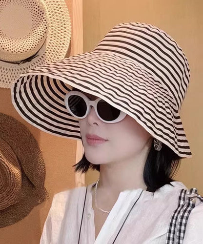 Hat Protection Striped Large Sun Bucket Brim Japanese