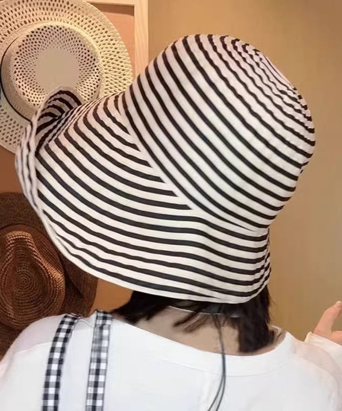 Hat Protection Striped Large Sun Bucket Brim Japanese