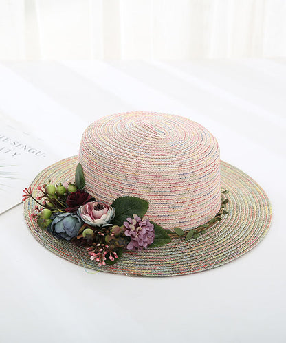 Chapeau de paille tissé à dessus plat de style japonais pour les vacances YU1011