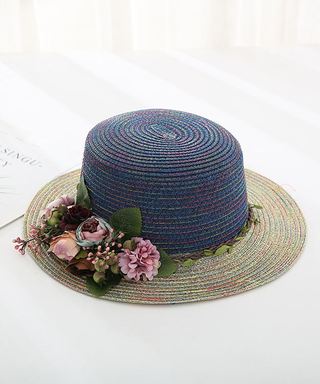 Chapeau de paille tissé à dessus plat de style japonais pour les vacances YU1011