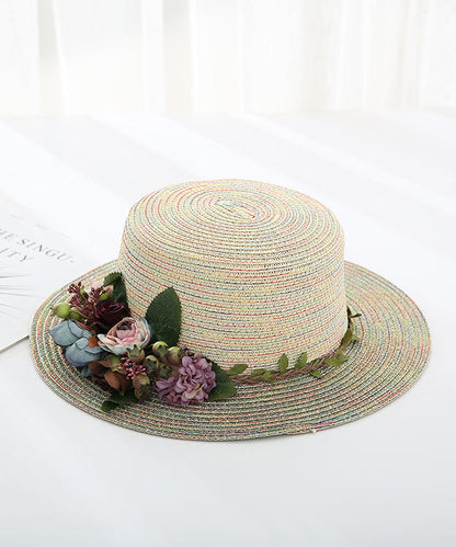 Chapeau de paille tissé à dessus plat de style japonais pour les vacances YU1011