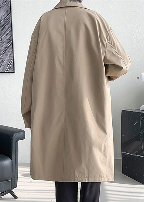 Khaki Button Oversized Cotton Mens Coats Peter Pan Collar Spring YQ006