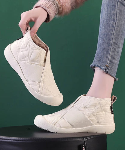 Khakifarbene, mit flauschiger Wolle gefütterte flache Schuhe für Damen WT012