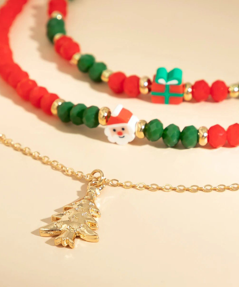 Korean Cute Red And Green Crystal Beaded Clavicle Necklace Fashion RA030