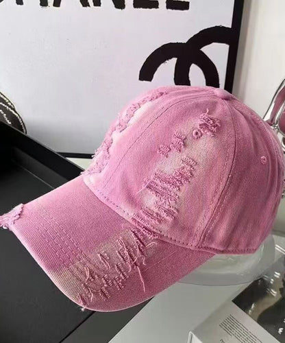 Cap Version Gradient Ripped Korean Pink Versatile Baseball Hat